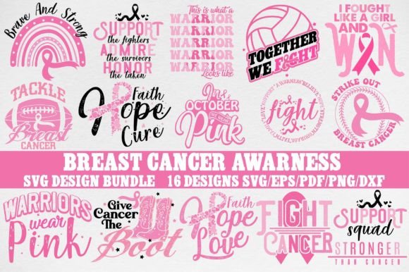 Breast Cancer SVG Bundle Design for Crafts & Graphics