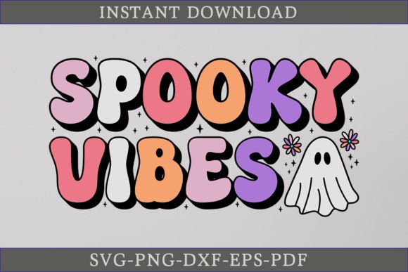 Spooky Vibes Halloween Retro SVG T-shirt for Graphics & Crafts